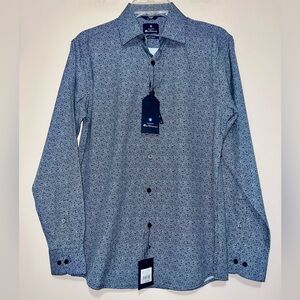 New Ben Sherman Navy White Floral Print Long Sleeve Slim Fit Shirt Men's Size M